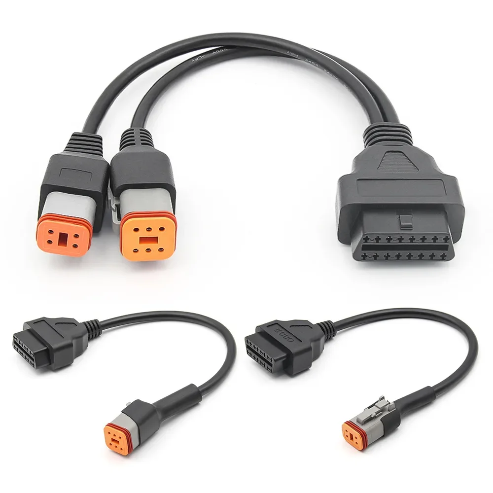 OBD2 Cable for Harley 4Pin+6Pin 2 in 1 Motorcycle OBD Scanner Adapter, Motorcycle Diagnostic Tool 16 Pin to 4 Pin 6