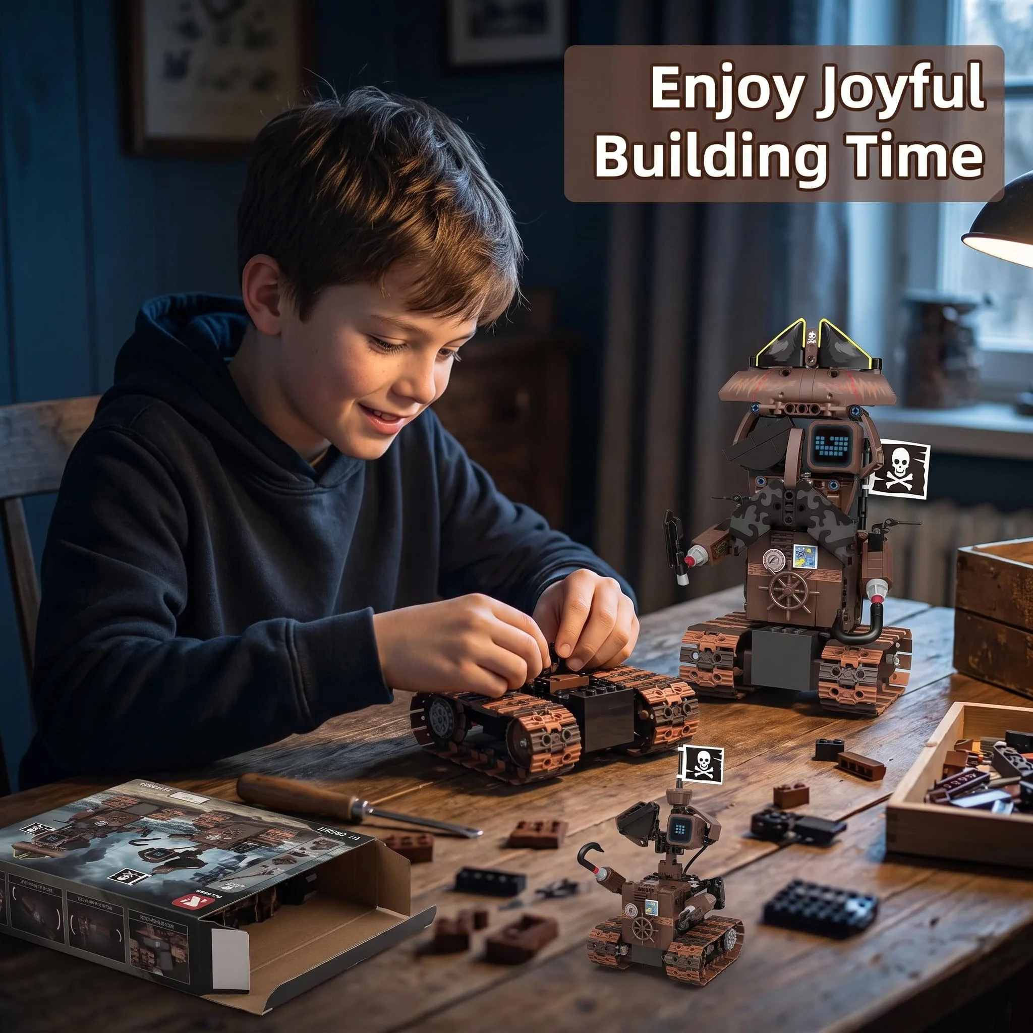 Stem Robot Building Kit Coding - 5 in 1 海賊メカ コーディングロボット組み立てキット。リモコンとアプリで操作可能。STEM教育ブロックおもちゃ。お子様への誕生日プレゼントに最適。
