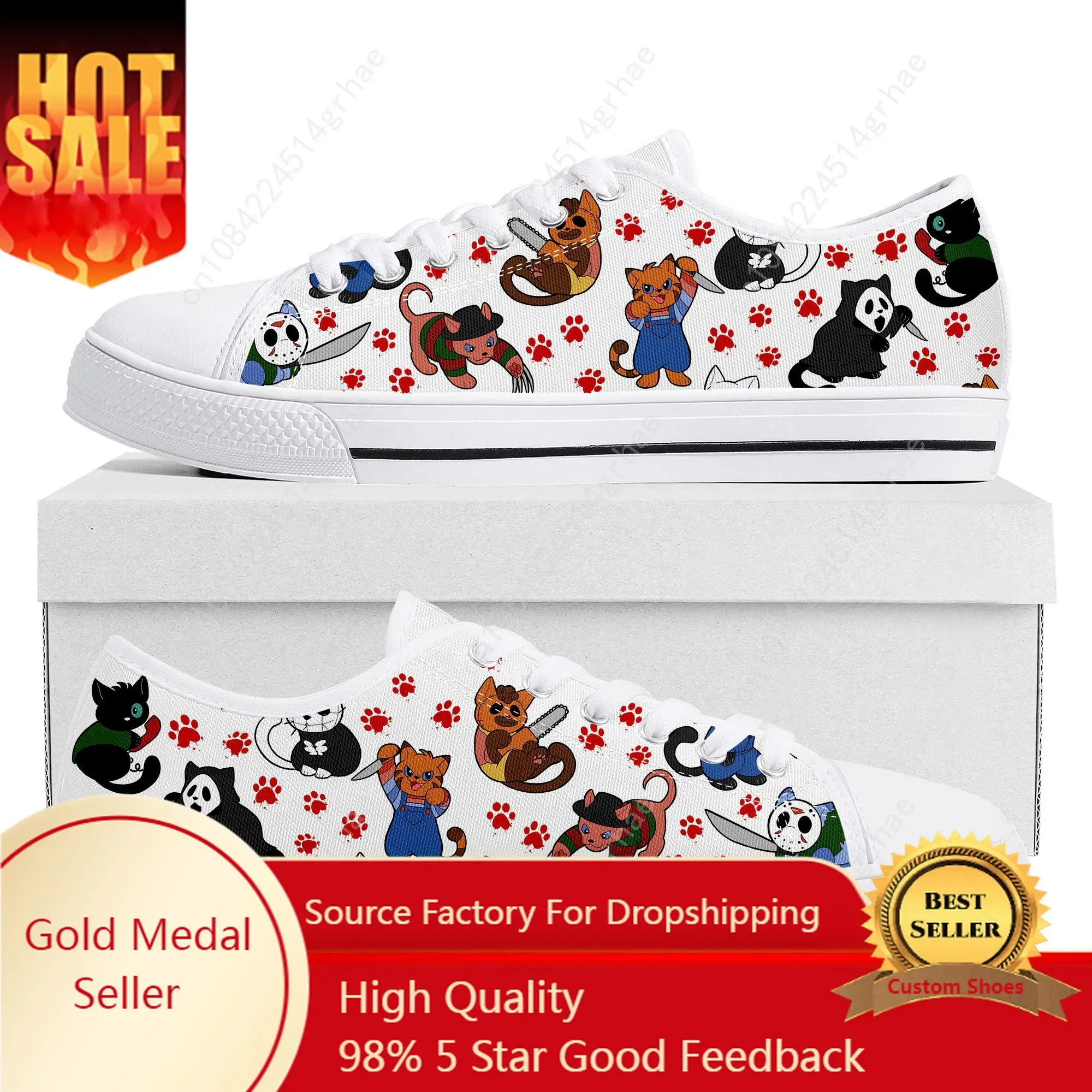 

Cat Horror Movies for Cat Lovers Low Top High Quality Sneakers Mens Womens Teenager Tailor-made Shoe Canvas Sneaker Couple Shoes