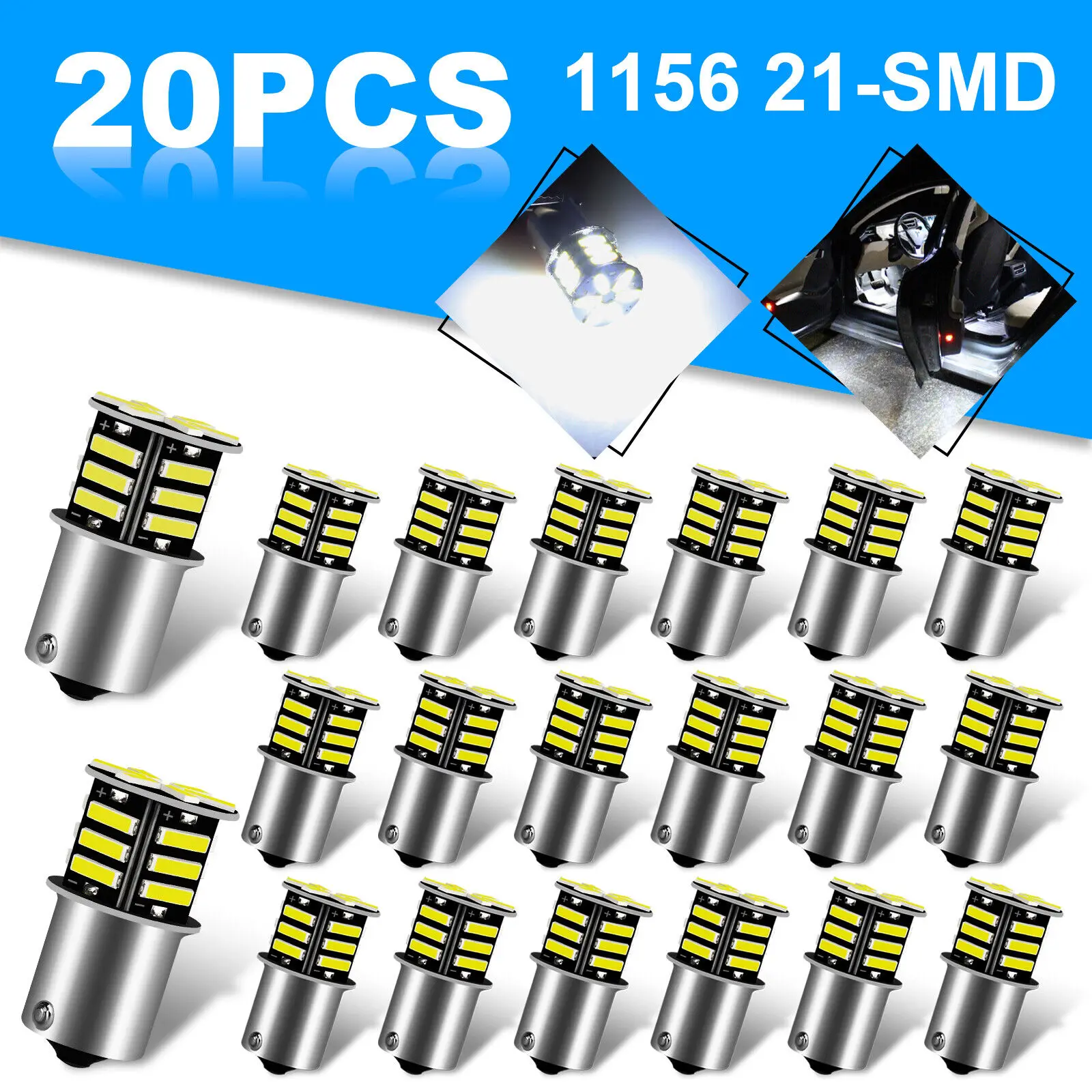 

20x 1156 1141 1003 21-SMD светодиодные лампы для внутреннего освещения автодомов и прицепов, супербелые