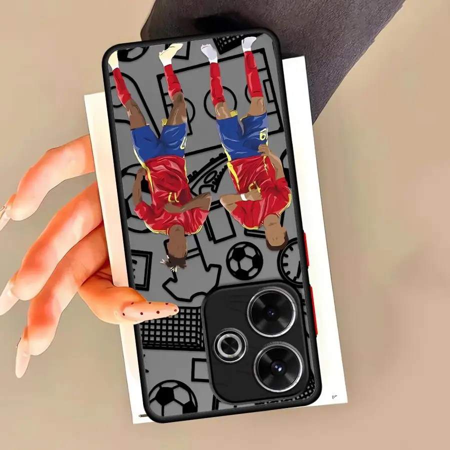 Custodia sportiva con bordo nero per cartoni animati di calcio per Xiaomi Redmi 9 14C A4 12C A1 A2 Plus 13C 10 K40 Pro