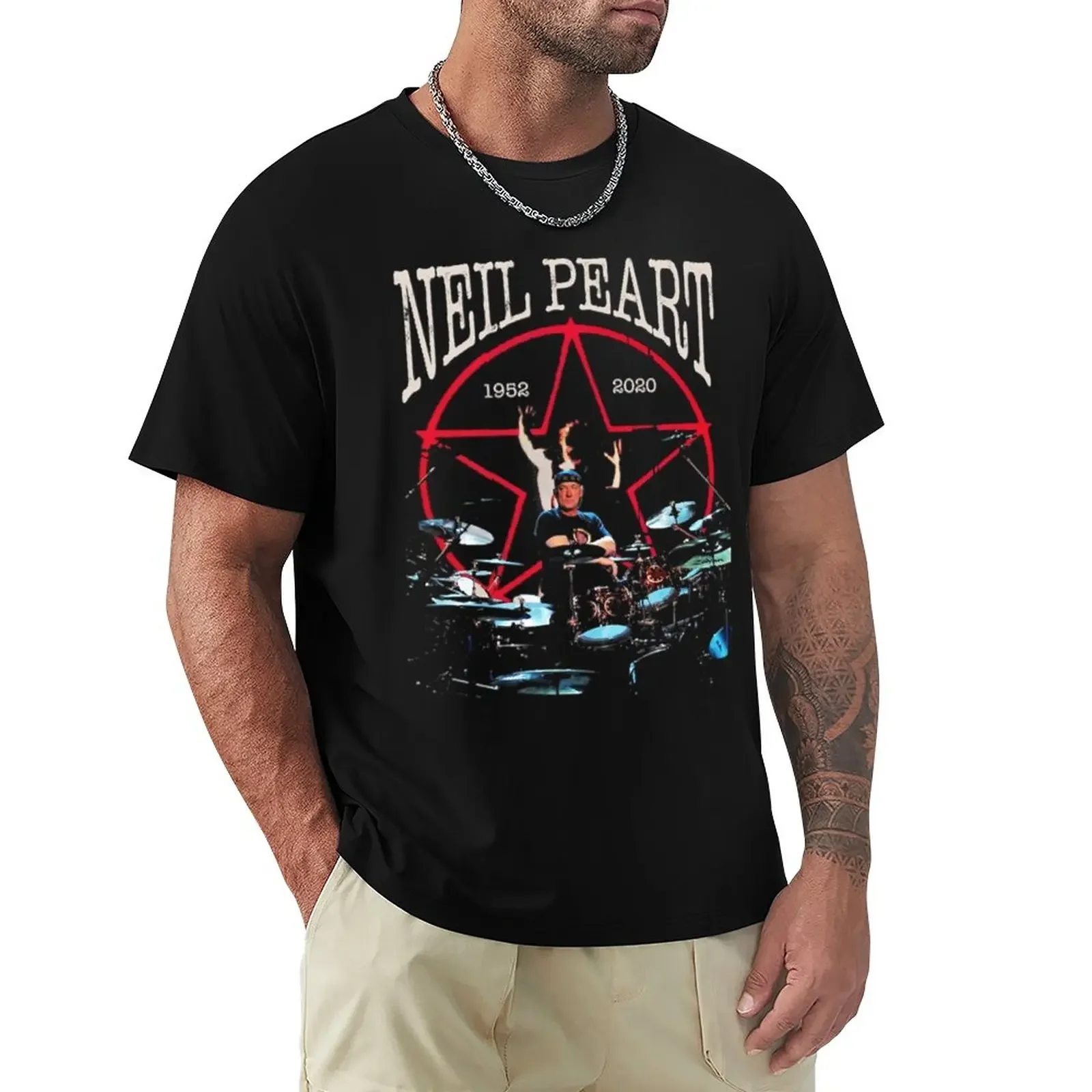 Vintage Neil Peart Awesome For Movie Fans T-Shirt cute clothes blacks anime T-shirt men