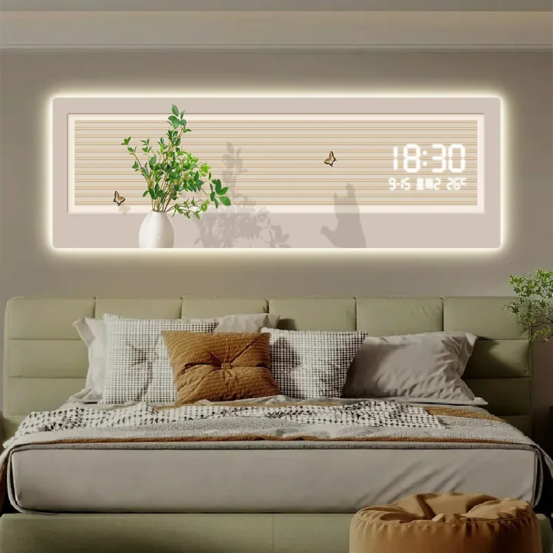 Temperature Date Wall Clock Cable Aesthetic Luxury Art Wall Clock Large Bedroom Modern Square Horloge Murale Home Decoration