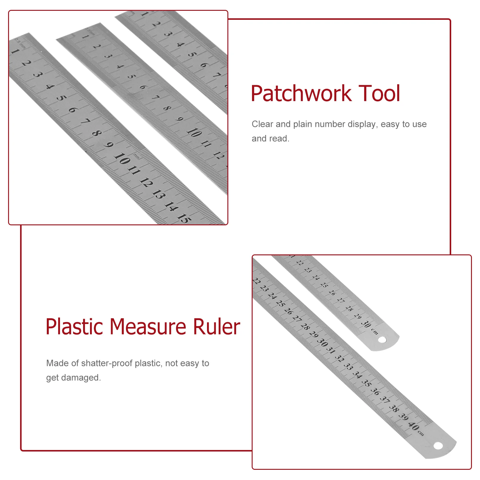 3 Pcs Thick Metal Ruler The Mechanic Metallic Stainless Office Steel Long For Cutting Set Scale