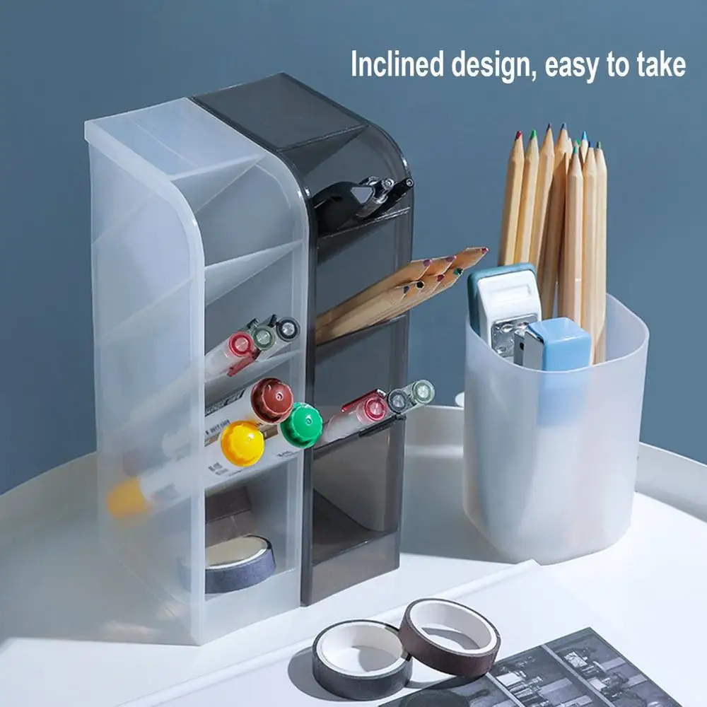 Desk Stationery Box Drawer Pen Holder office supplies Desktop Organizer Inclined Pen Holder Makeup Tool Stationery Organizer