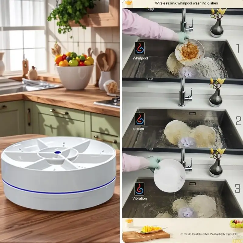 جهاز تنظيف A0NC جهاز صغير منظف طبق صغير من منظف المطبخ الصغير لصحن الطبق