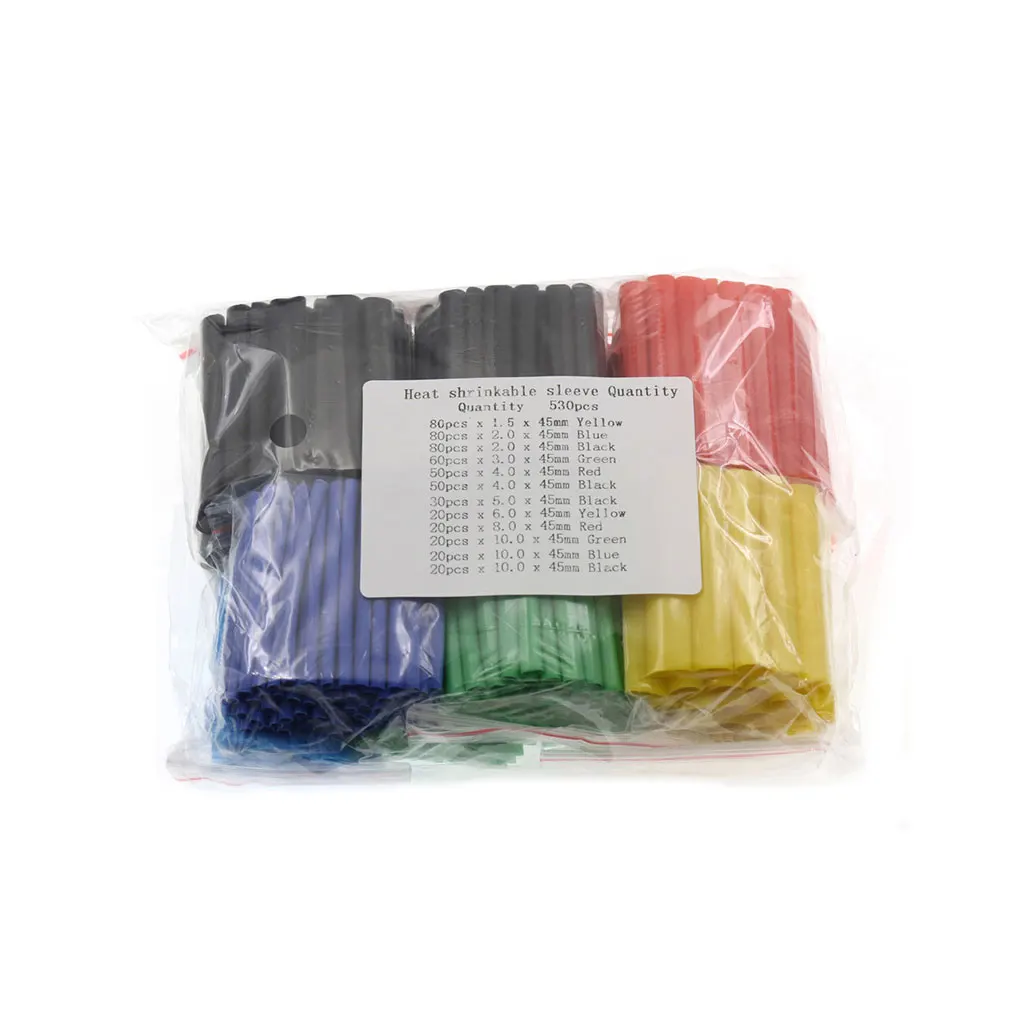 530pcs/pack Heat Shrink Tubing Professional 2:1 Antiflaming Insulated Sleeve Electric Cable Component Protective Wrap