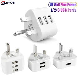 UK Plug 3 Pin Wall Charger Adapter With 1/2/3 USB Ports Travel Adapters Converter For IOS Samsung Huawei Charging Charger