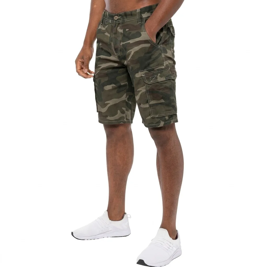 

Casual Streetwear Camo Denim Cargo Shorts for Men Summer Fashion Multi Utility Pocket Outdoor Work Hiking Bermuda Shorts Man
