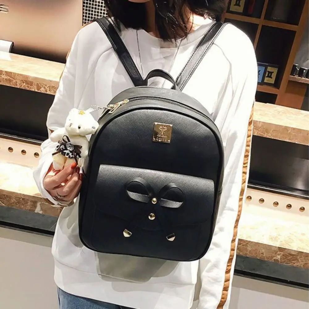 Fashion New Bowknot Backpack European and American Trend Child Mother Rhombic Backpack Three Piece Set