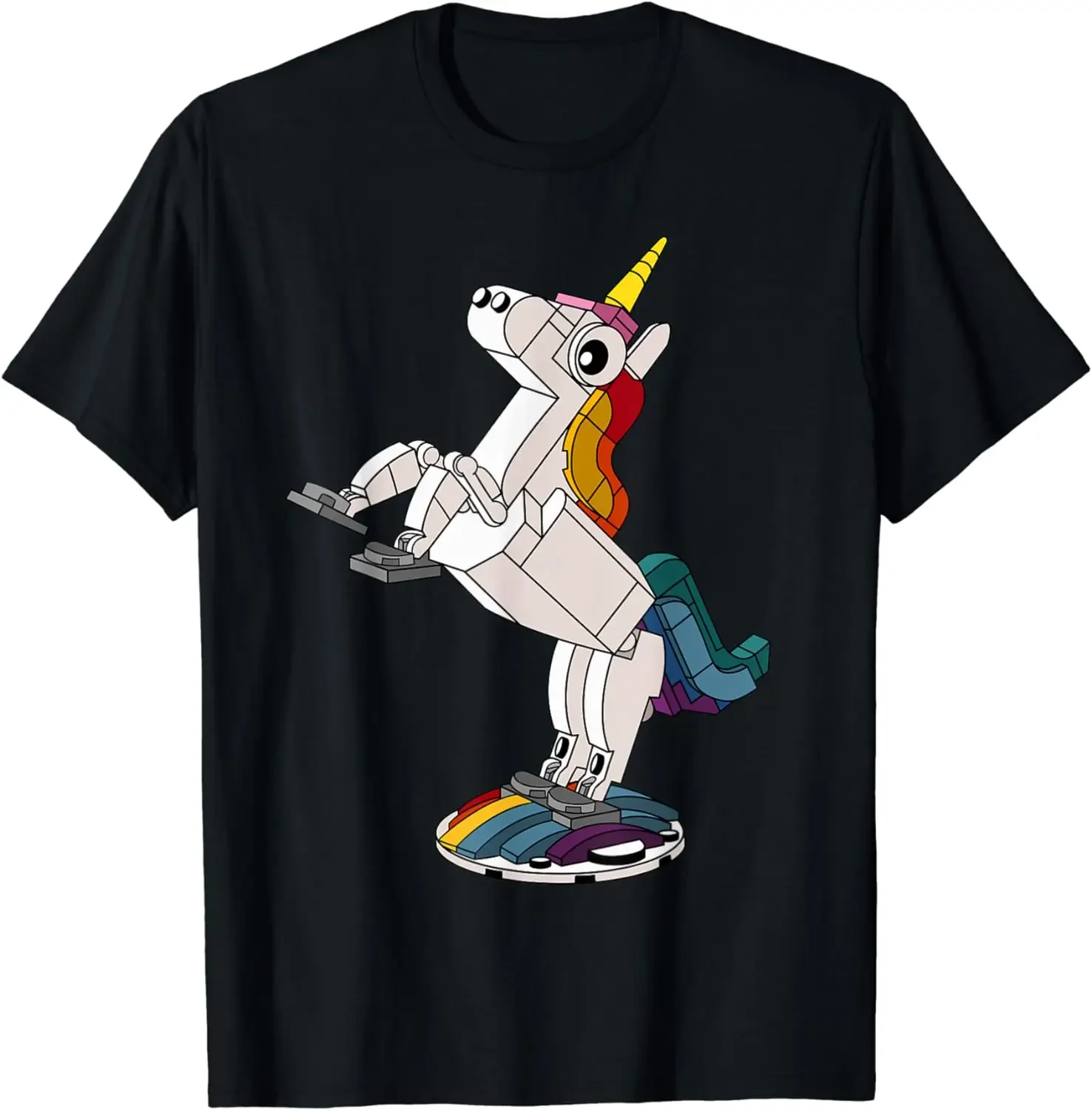 2024Block Unicorn Lover Brick Building Toys Kids Master Builder T-Shirt  Women Clothes  Kawaii  T-shirts  Graphic T Shirts