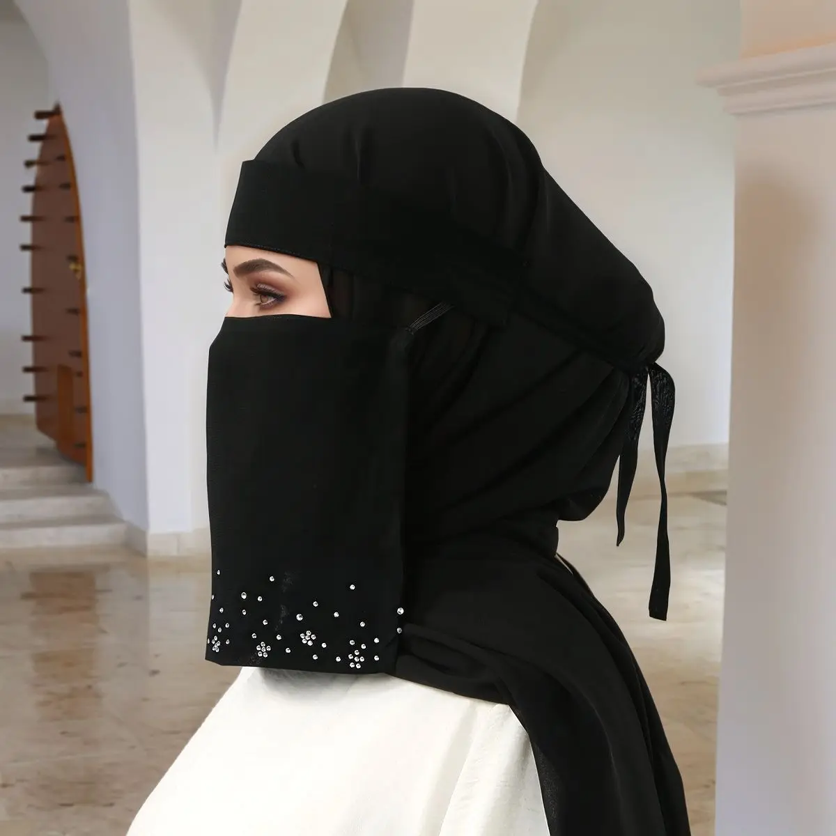 غطاء وجه إسلامي حجاب الحجاب زهرة الماس حزام إسلامي وشاح غطاء الرأس المرأة الحجاب مشروط القطن الصلاة تنفس التفاف