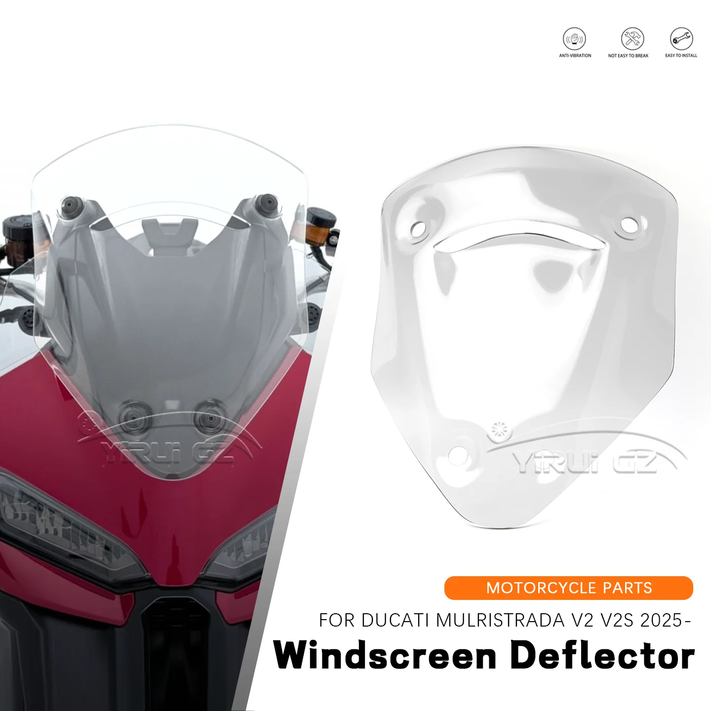 

Windscreen WINDSHIELD parts For Ducati Multistrada V2 V2S 2025 Wind Deflector Quick Release Stable Riding Universal Accessories