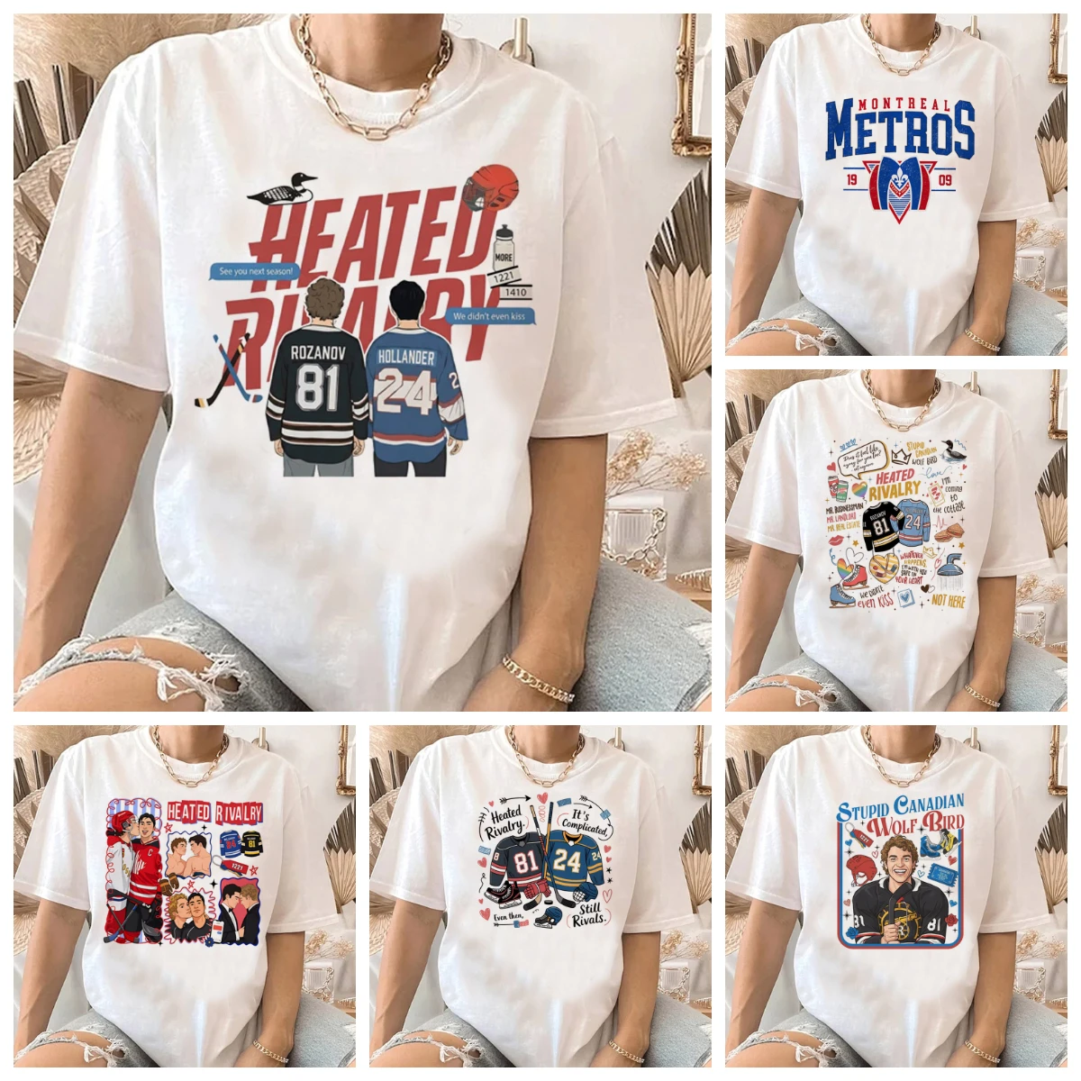 Shane Hollander‌ 24 Ilya Rozanov 81 T Shirts Movie Heated Rivalry Vintage T Shirt Men Women Cartoon Tshirt