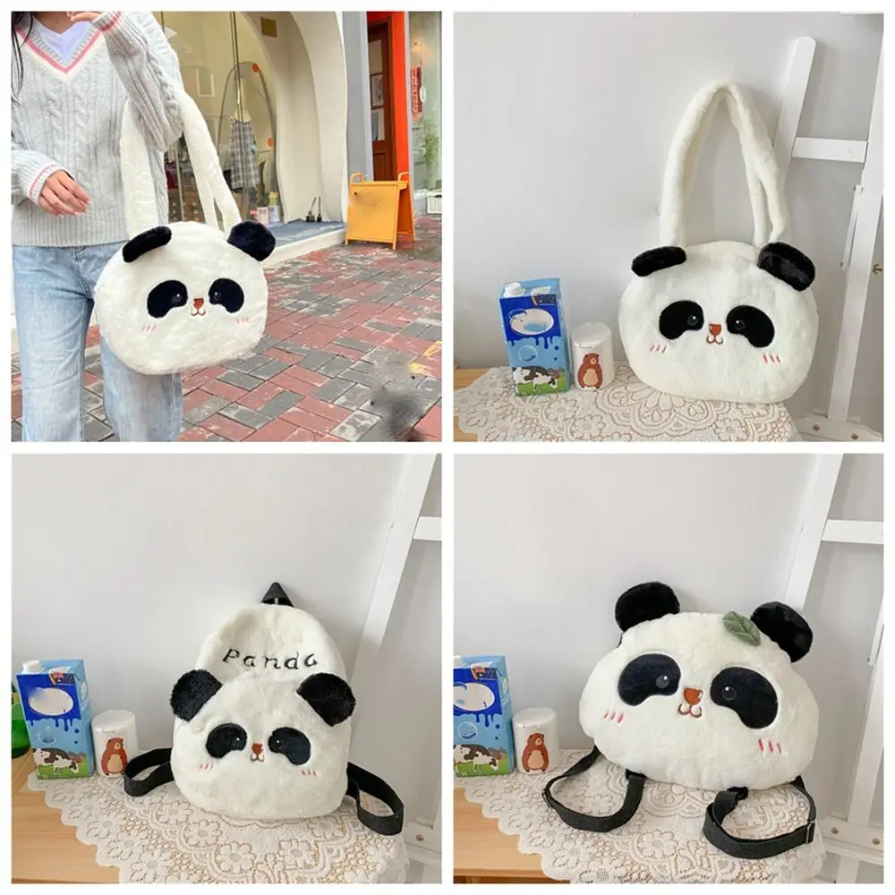 Panda de pelúcia mochila estilo coreano animal estudantes saco escolar crossbody sacos de pelúcia dos desenhos animados saco de mensagem meninas/feminino