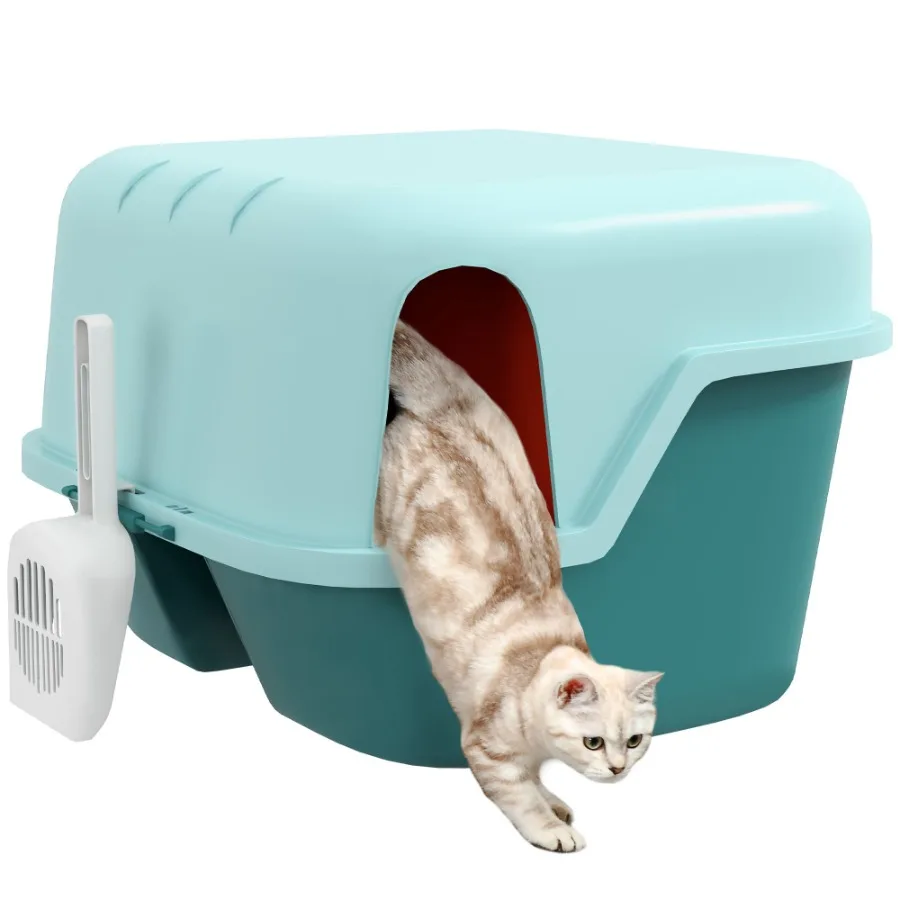 

PawHut Cat Litter Box Covered Litter Box with Lid Scoop Easy to Clean Lockable Openable Cover Kitty Litter Box for Indoor Cats
