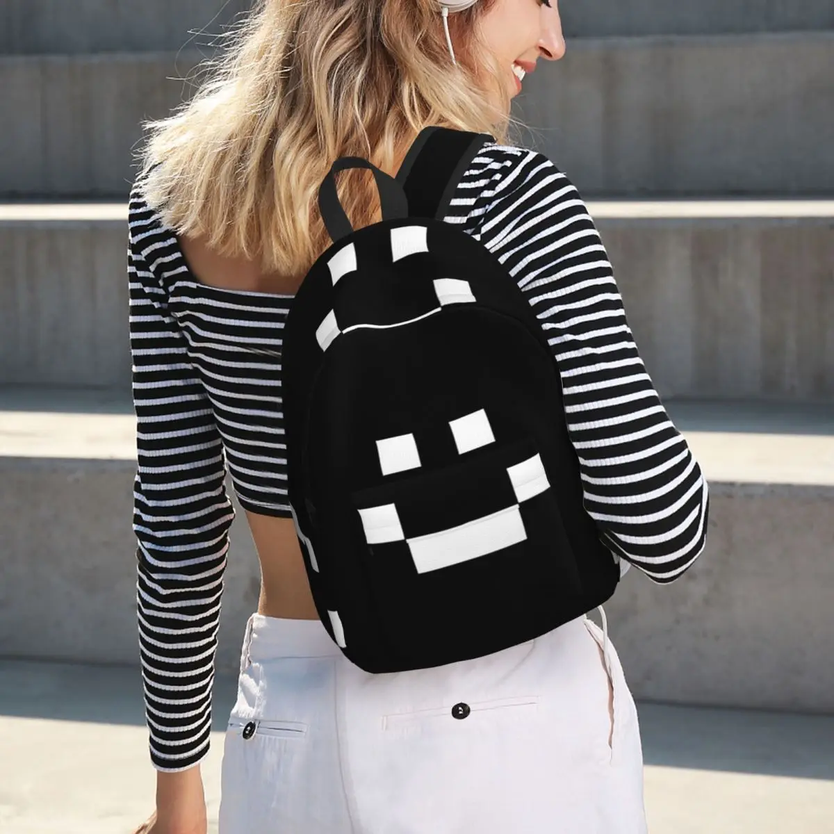 Quackity Merch Smile Logo Student Backpack School Bag Hiking Travel Daypack for Men Women Bookbag Shoulder Bags