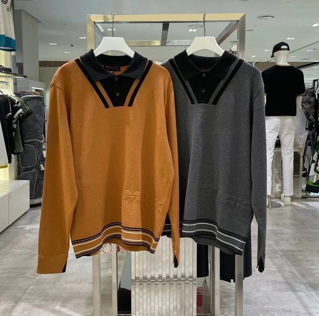 2026 New Men Golf Spring Autumn Lapel Knit Sweater, Nylon Fiber Fabric, Soft Skin-Friendly, Versatile Outdoor Golf Sports Top