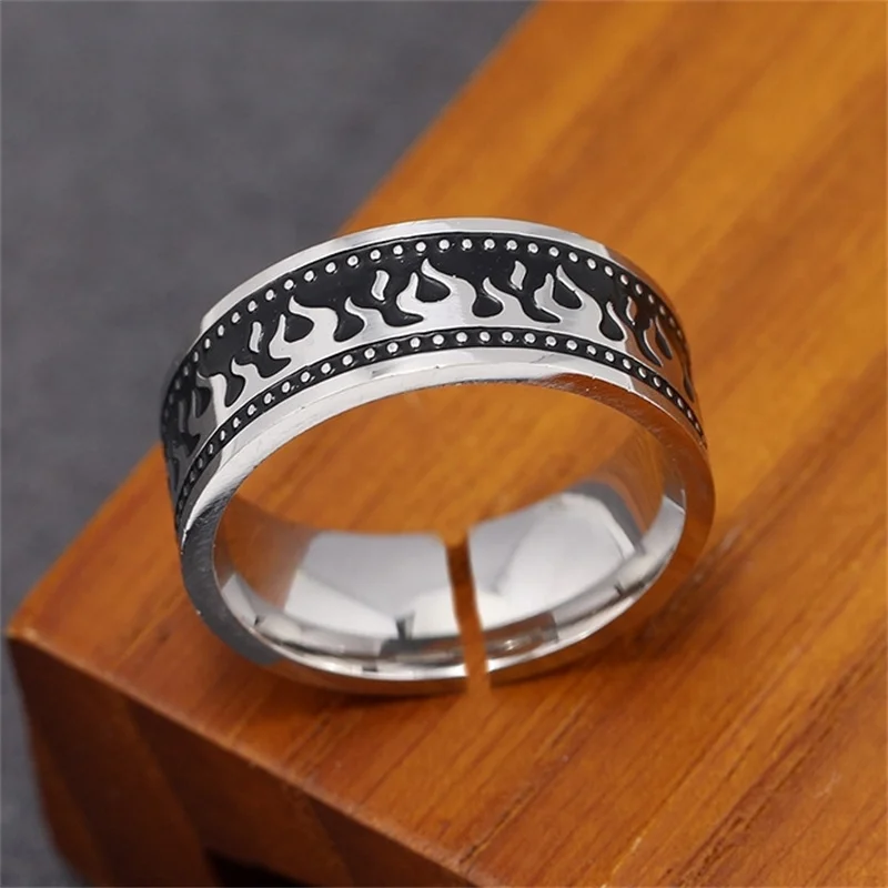 Vintage Geometric Figure Ring For Men Jewelry Adjustable Trendy Flame Ring Male Index Finger Accessories