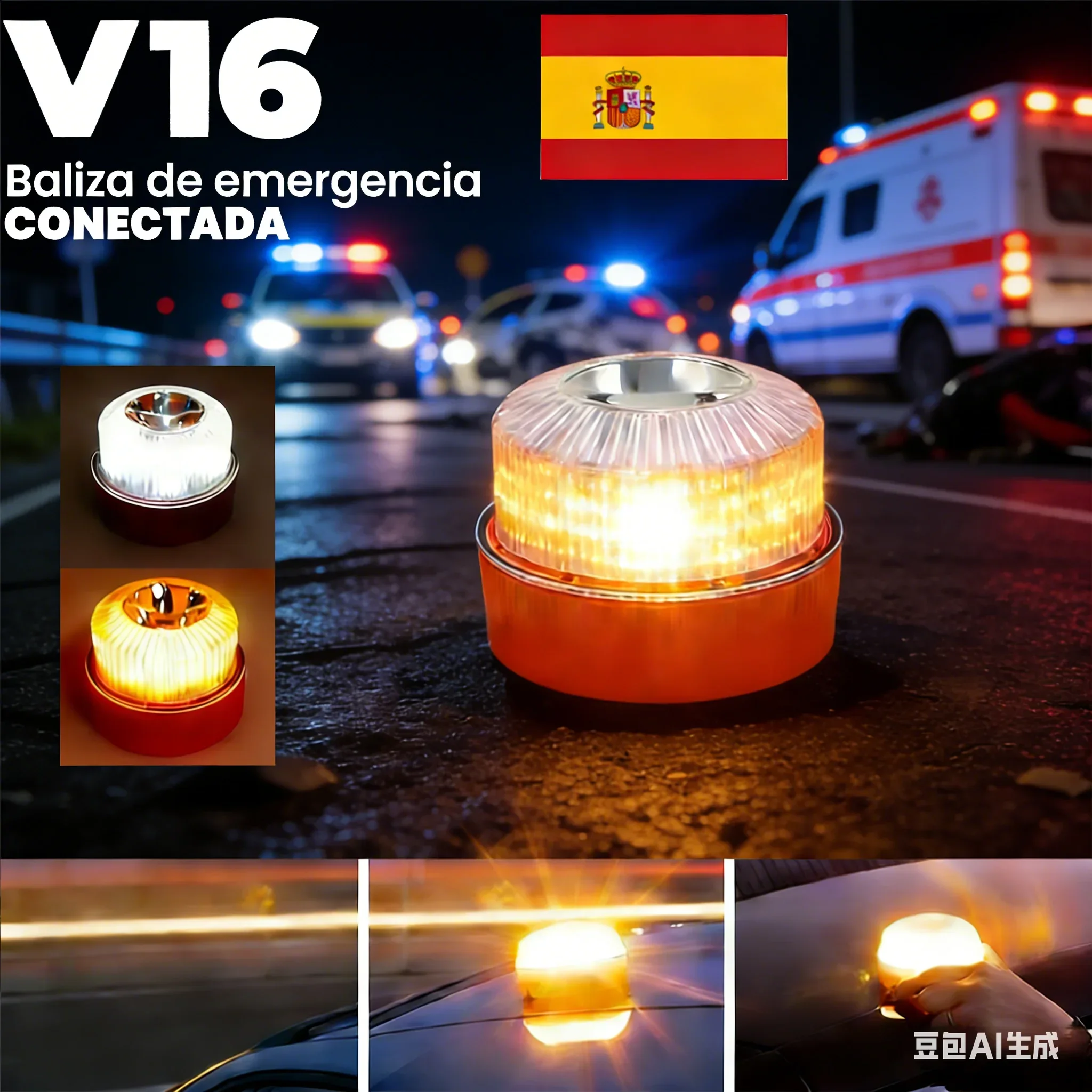 V-16 Led Car Emergency Light Flashlight Magnetic Induction Strobe Road Accident Lamp Beacon Safety Accessory Amagi