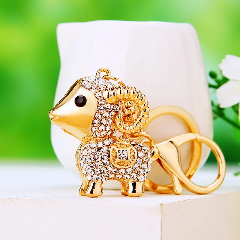 New Rhinestone-Crystal Animal Sheep Goat Key Keychain Charm Purse Handbag Car Party Wedding Birthday Gift Keyring Car Key Chain