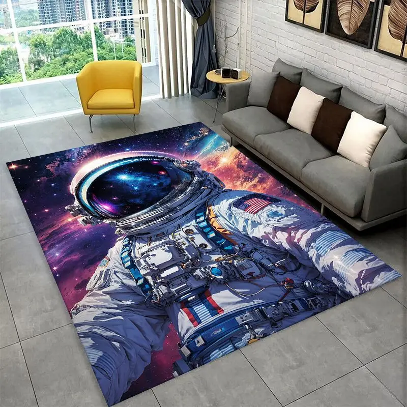 Cartoon Astronaut Spaceman Planet Large Area Rug Non-slip Carpet for Bedroom Living Room Sofa Doormat Home Decor Floor Mat Gift