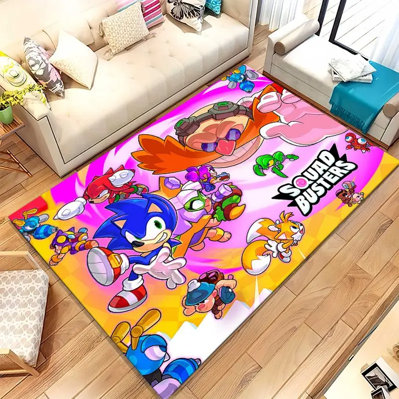 Cartoon S-Sonic Rings K-Knuckles Game Soft Non-Slip Area Rug for Living Room,Bedroom Playroom Carpet Mat for Sofa,Home Decor