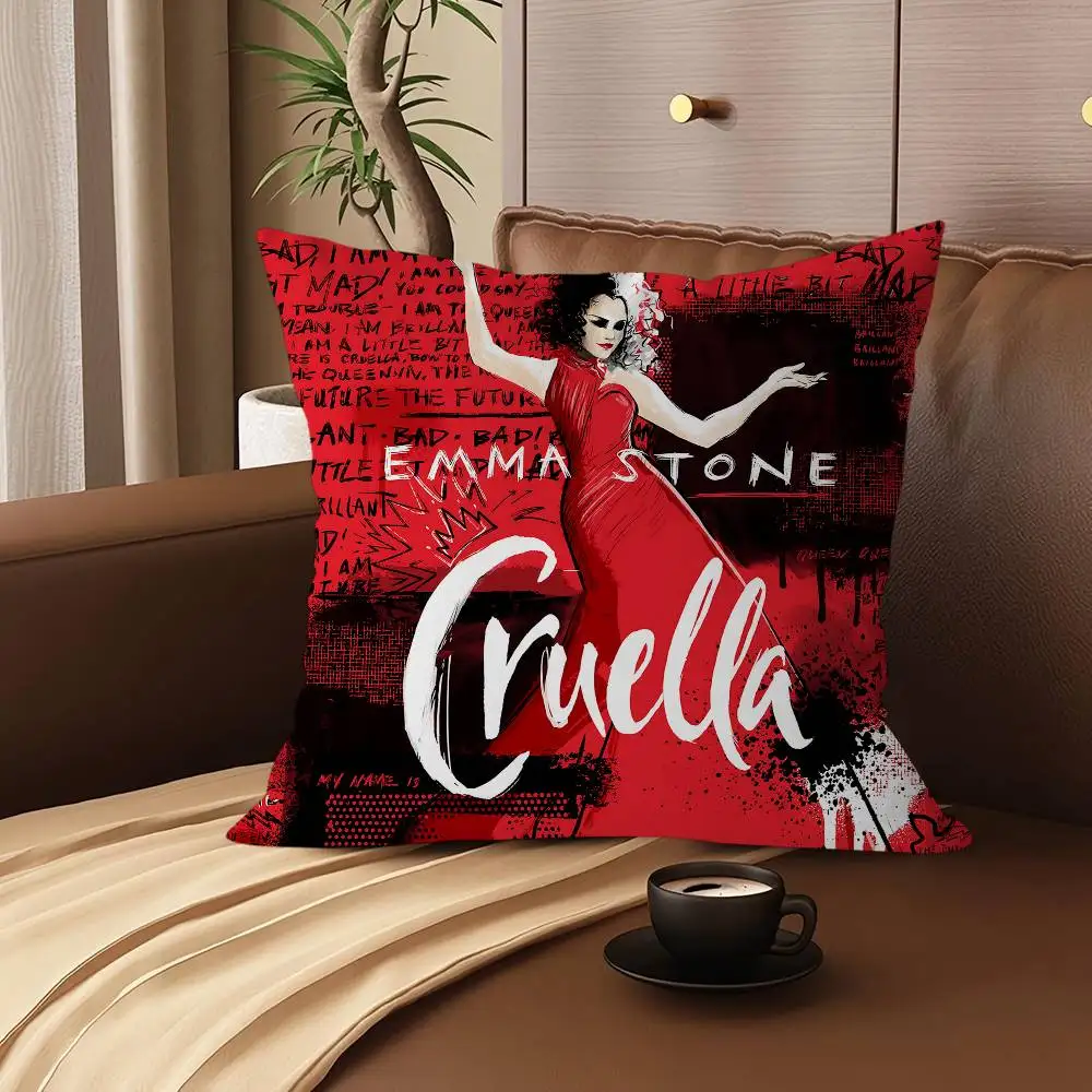 C-CRUELLA EMMA حجر الفيلم الكلاسيكي المخدة تون هدية غطاء الوسادة غرفة نوم المنزل أريكة كرسي مقعد ديكور كيس وسادة