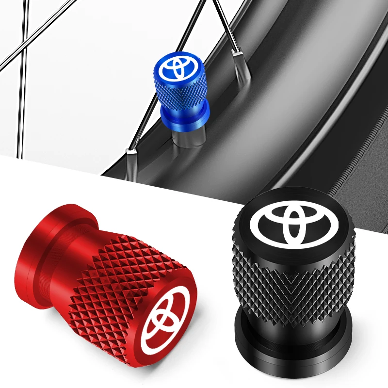 4PCS Aluminum Alloy Car Wheel Tire Valve Caps Tyre Rim Stem Covers Airdust Waterproof For Toyota Hilux Prius Auris Corolla Camry