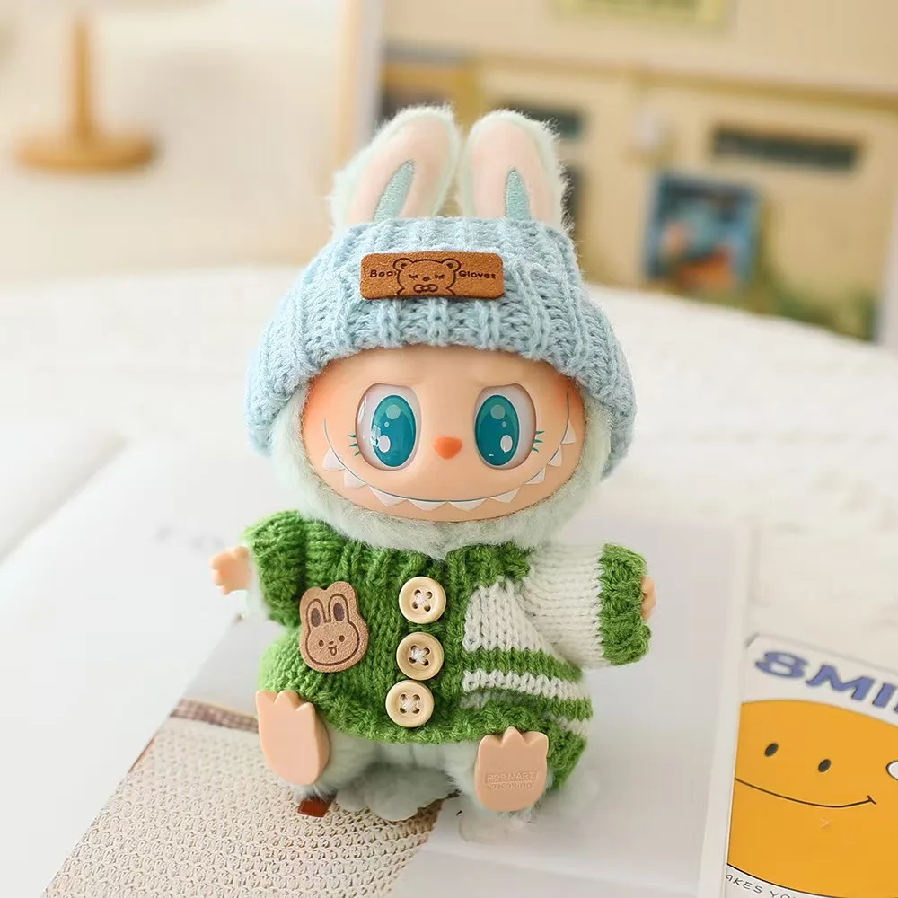 

Sweater Clothes Set for17cm Labubu Sitting Party Bear Label Scarf Hat Dolls for Labubu Accessories Outfit For Labubu Clothes