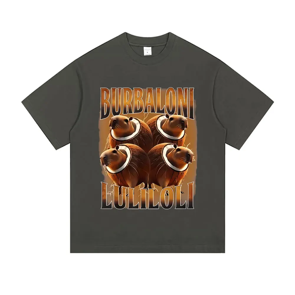 الإيطالية Brainrot Burbaloni لولليزي تي شيرت جوز الهند كابيبارا مضحك ميمي التي شيرت الصيف الرجال النساء عادية الفكاهة قصيرة الأكمام بلايز #3