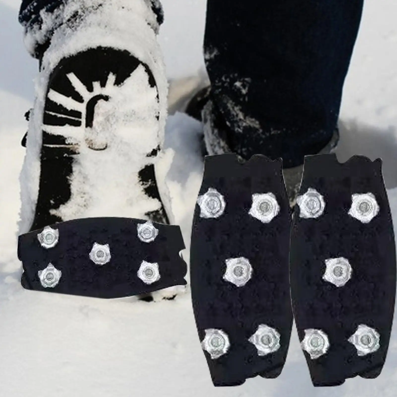 

1 Pair Anti Slip Shoe Snow Grips Cleats For Ice Snow Shoes Gripper 5-Tooth Crampons Spike Ice Cleats Traction Grip For Hiking