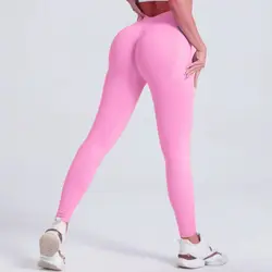 New Women V Back Athletic Leggings Fitness Exercise Yoga Gym Tights Workout Scrunch Butt Lifting Training Pants