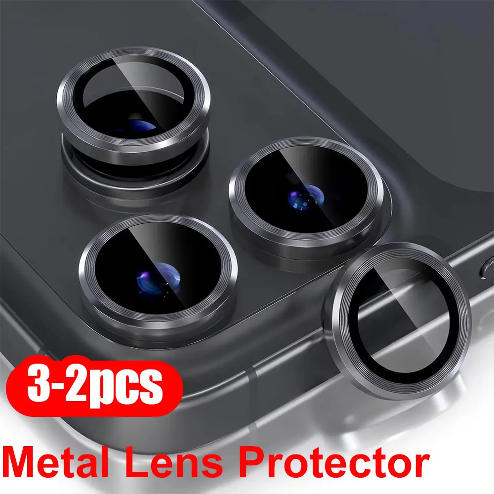 

3-2 шт. Защитная пленка для объектива камеры для iPhone 17 Pro Max 16 14 13 15 Plus 12 Mini 11 17ProMax Металлическое кольцо Защитное стекло для объектива камеры