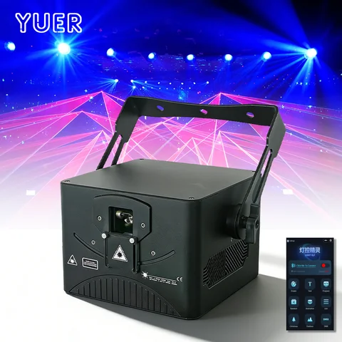 YUER NEW 10W 12W RGB Full Color Laser Light APP Control Animation Effect 30KPPS DMX512 Dj Disco Party Club Wedding Stage Effects