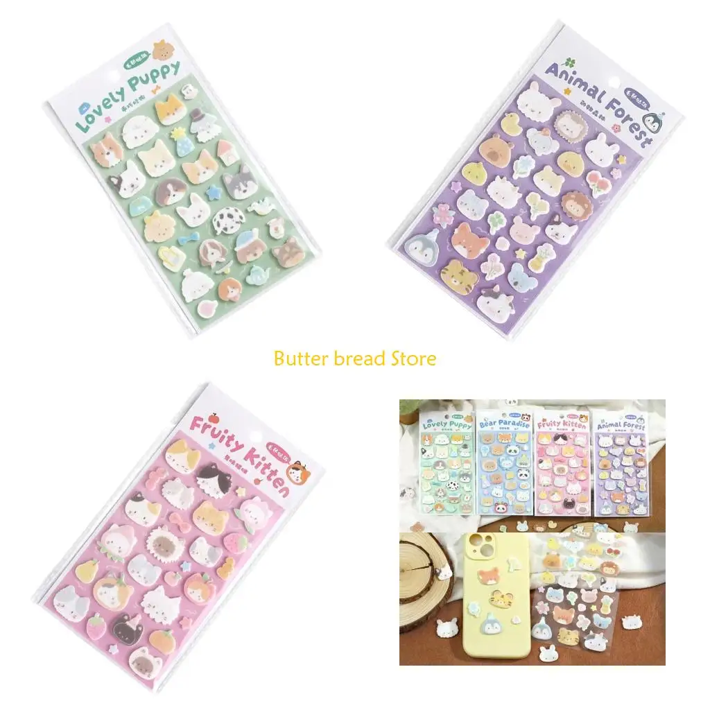 

W89C Puffier Sticker for Kids 3D Design Sticker for Boys Girls, Reusable Tiny Sticker