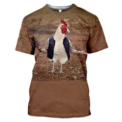 Funny Rooster T Shirts Animal Cock 3D Print Men Woman Short Sleeve T-Shirt Streetwear Oversized Harajuku Kids Tops Tees Clothing