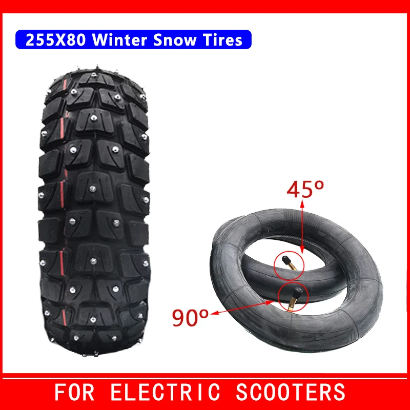 TUOVT 255X80 Tyre Winter Snow Tires for Electric Scooter Zero 10x Dualtron KuGoo M4 10 Inch 10x3.0 80/65-6 Off Road Tire