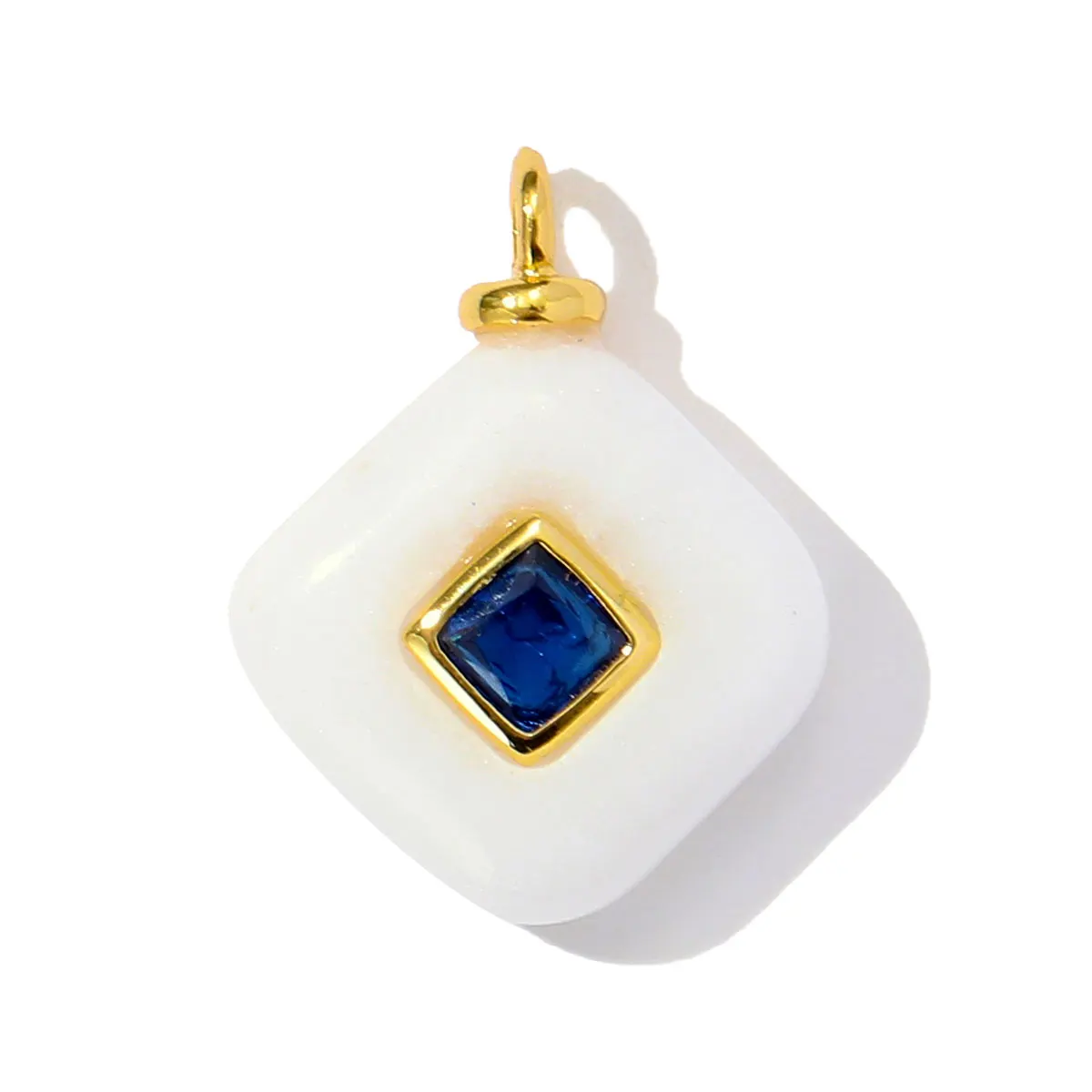 3pcs/Lot Retro Copper Zircon Natural Tiger Eye Stone Necklace Pendant Malachite Round DIY Earring Charm Women Square Jewelry