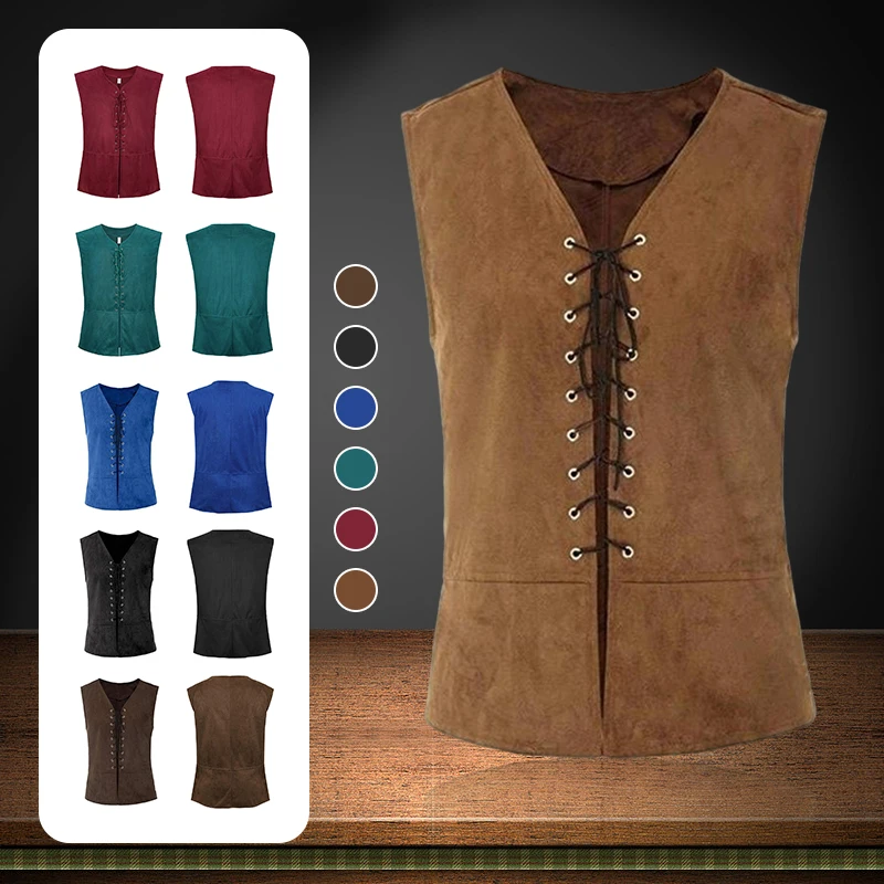 

Steampunk Viking Knight Waistcoat Pirate Vest Women Men Tunic Jacket Medieval Renaissance Gothic Sleeveless Vest Cosplay Costume