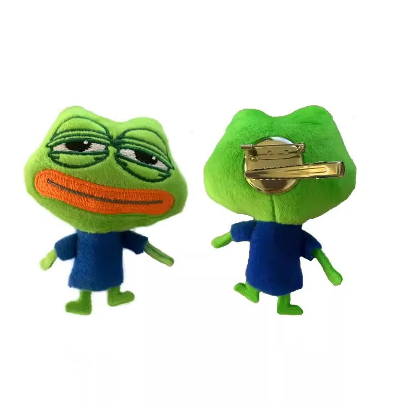 

Sad Frog Pig Brooch Safety Pin Bookmark Bag Decoration Pendant Key Chain Plush Toy Stuffed Doll Cartoon Animal Boy Girl Gift