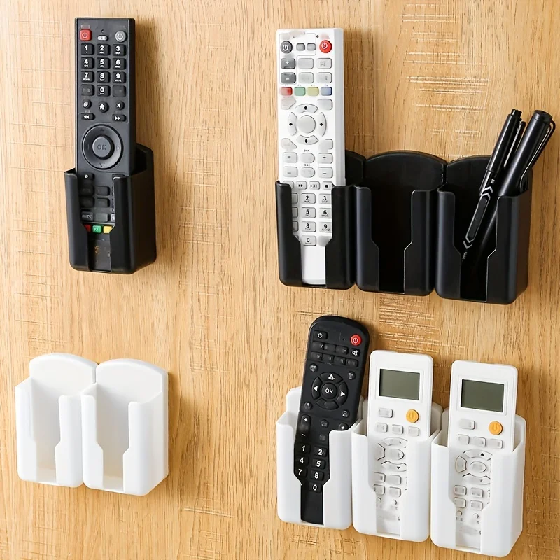 Self Adhesive No Drill Remote Control Holder Wall Mount Storage Box for TV Air‑Conditioner Home Bathroom Living Room Organizer