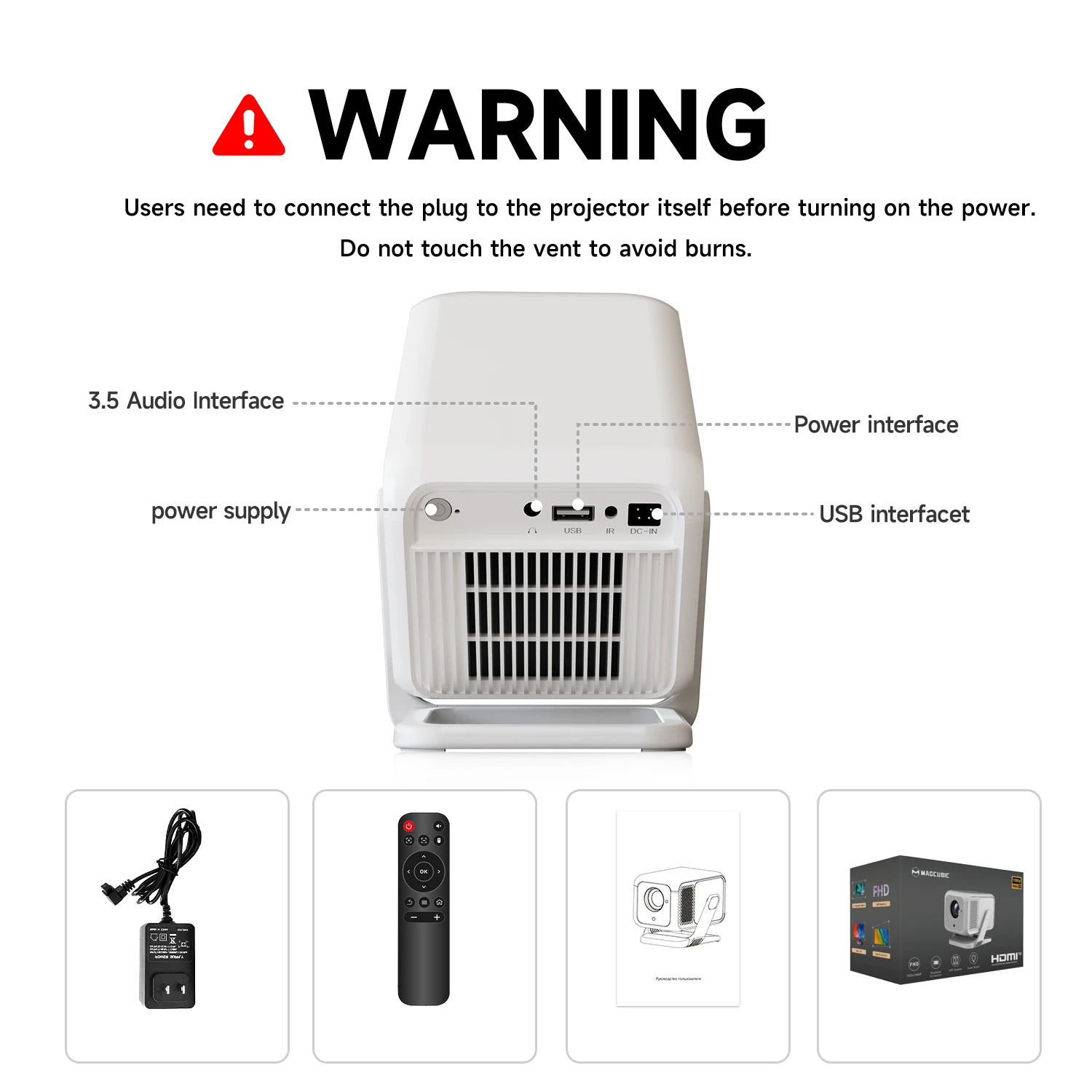 

Magcubic Auto Focus 4K HD 1920*1080P 420ANSI Portable Projector Android 11 BT5.4 Built 5W HiFi Speaker for Home Theater HY310 X