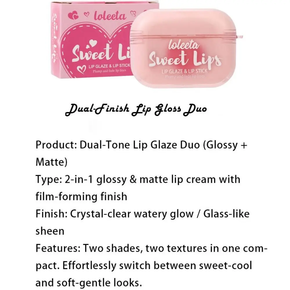 Rossetto Vellutato Opaco 2-in-1 alla Moda, Rossetto Glitter Impermeabile che Valorizza la Carnagione, Lucidalabbra a Forma di Cuffie a Lunga Durata