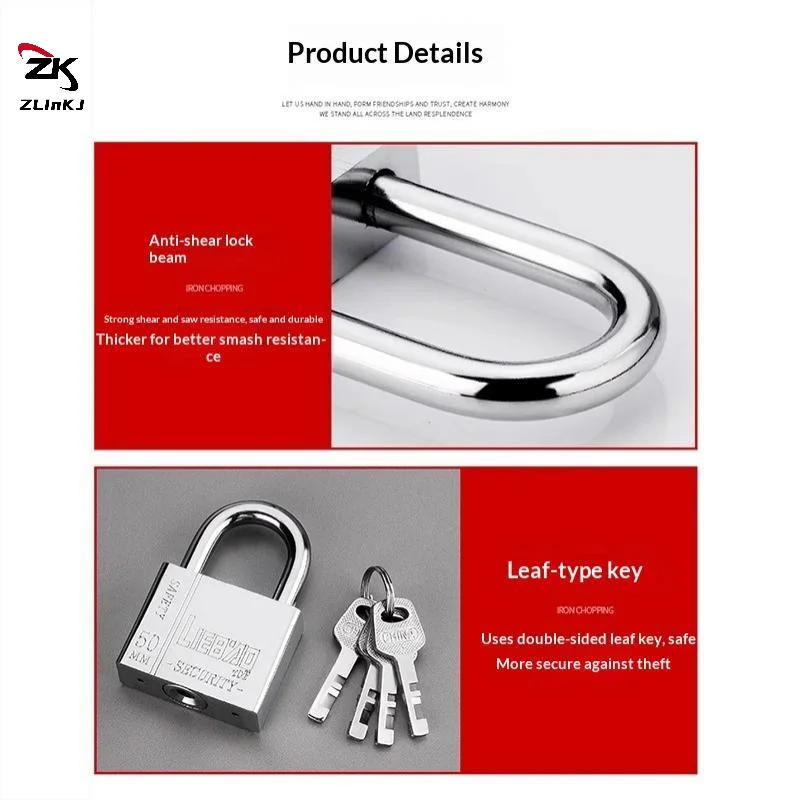 -1 PCS High Security Stainless Steel Keyed Alike Padlocks Cut Resistant Shackle For Gates Lockers Warehouse