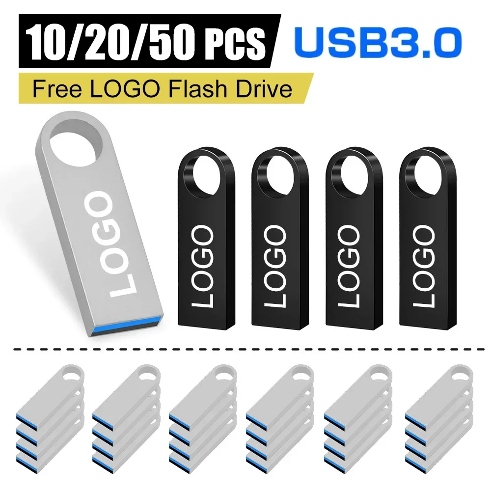 10/20/50PCS LOT Metal USB Flash Drive Pen Drive 8GB 16GB 32GB 64GB High Speed Usb Stick 3. 0 флешка Pendrive Free Custom LOGO