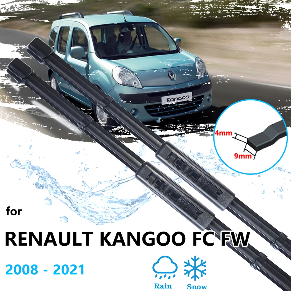 For Renault Kangoo Mercedes-Benz Citan FC FW MK2 2008~2021 Front Rear Window Wiper Blades Rubber Windshield Windscreen Cleaning