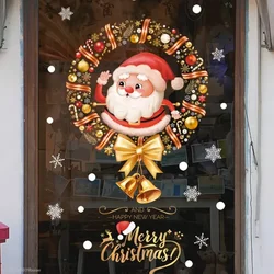 2023 Cartoon Christmas Window Sticker Noel Glass Wall Decor Xmas Tree Static Electricity Sticker Wreath Santa Merry Christmas
