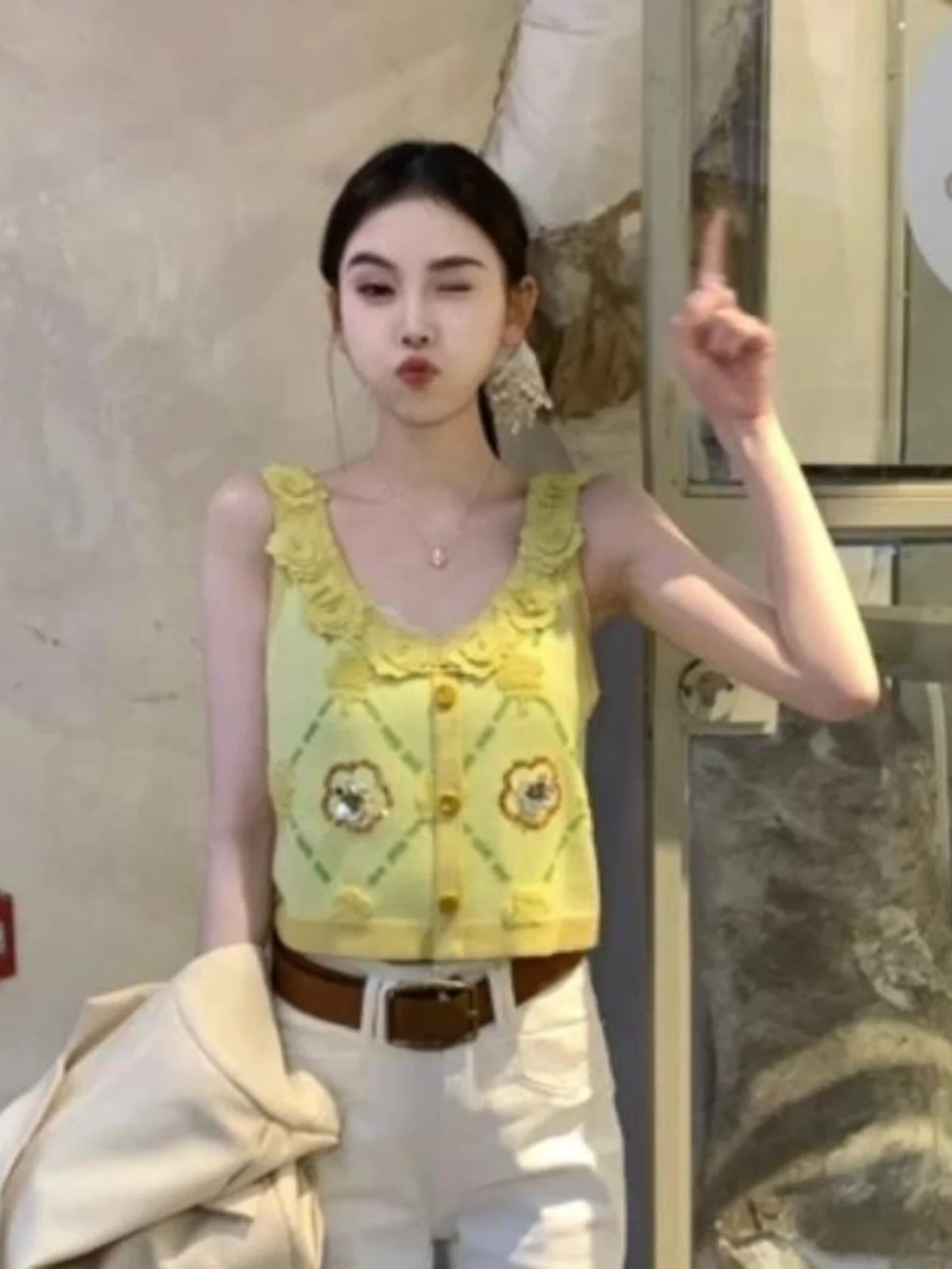 

Ethnic Style Heavy Hook Knitted Strap Vest Women Summer Outdoor Sleeveless Tank Top Unique Exquisite Top Short Length Single ...