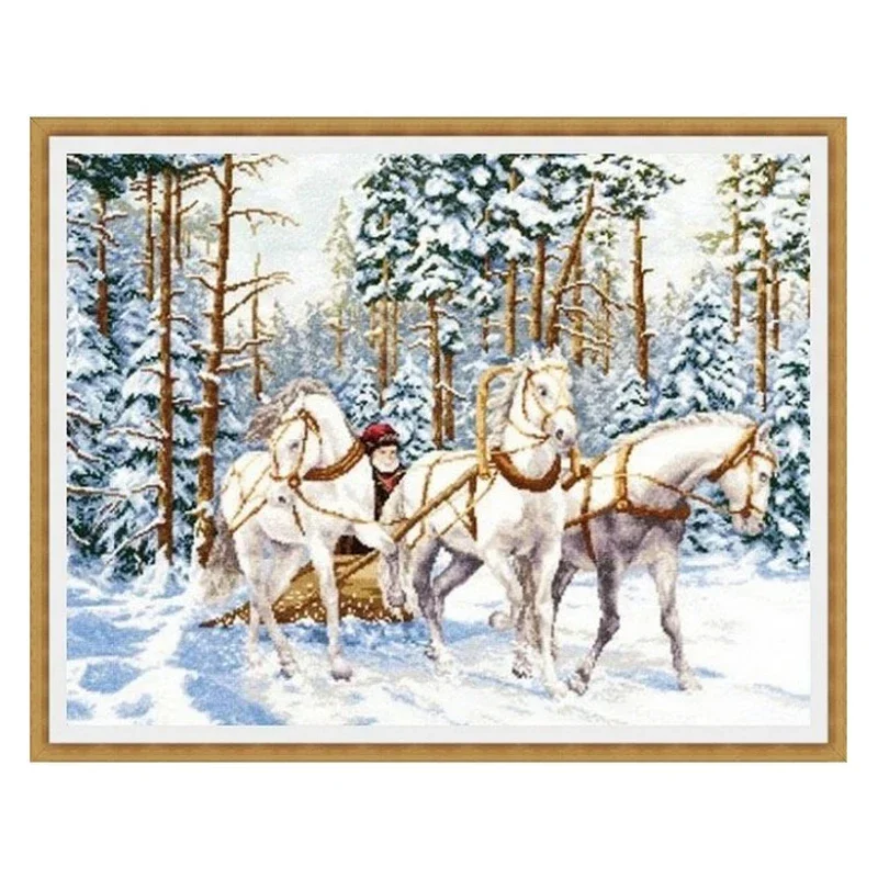 

Amishop Бесплатная доставка Высокое качество Популярный комплект для вышивки счетным крестом Санта-Рождественские санки Карета Тренер